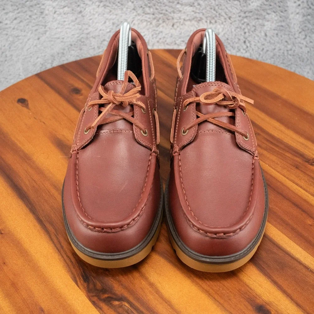Sperry Wells Womens 10 Brown Leather Lug Sole Boat Shoes Loafers Preppy